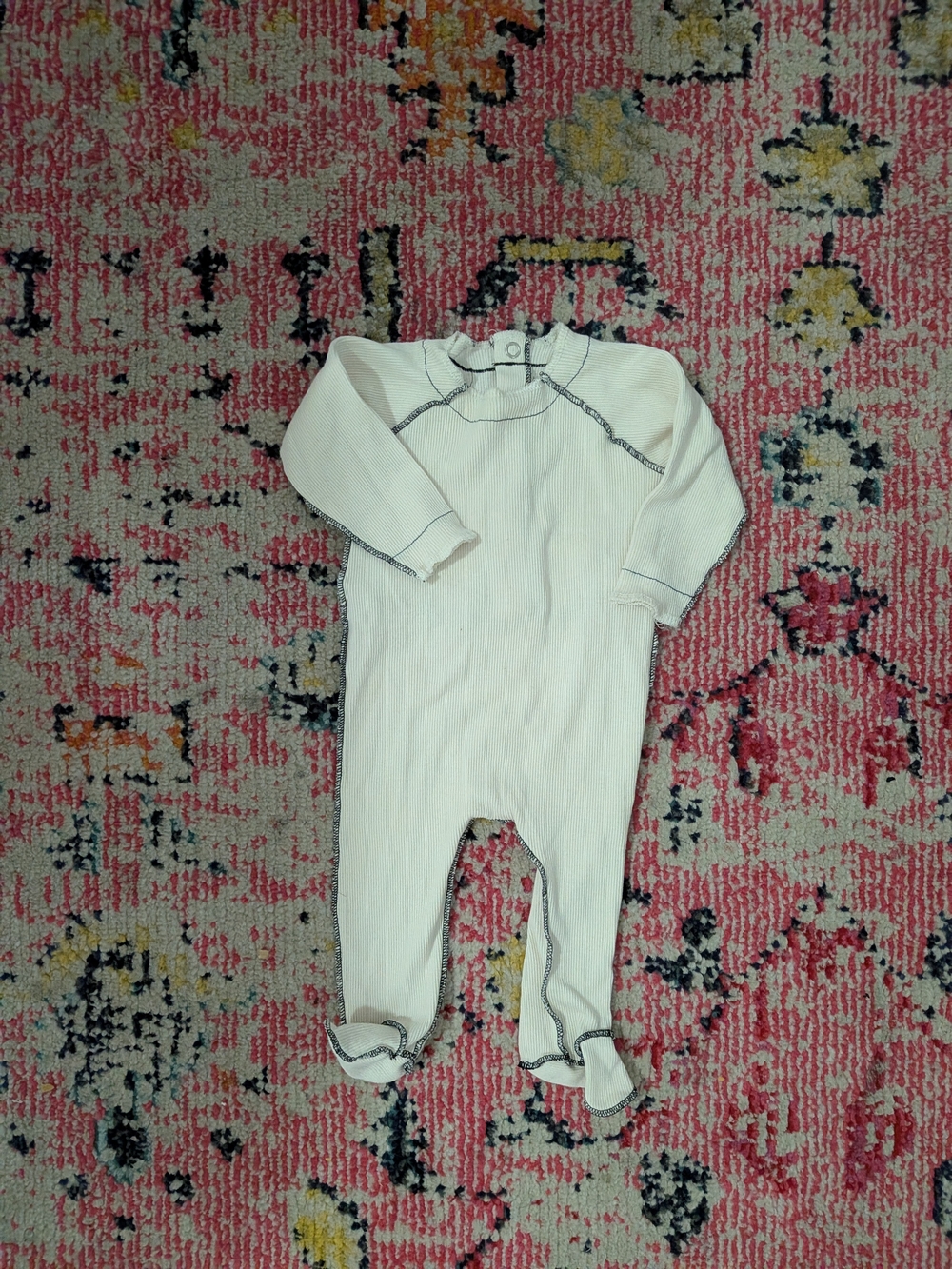 Bee And Dee Cream Waffle-Knit Footed One-Piece for Kids